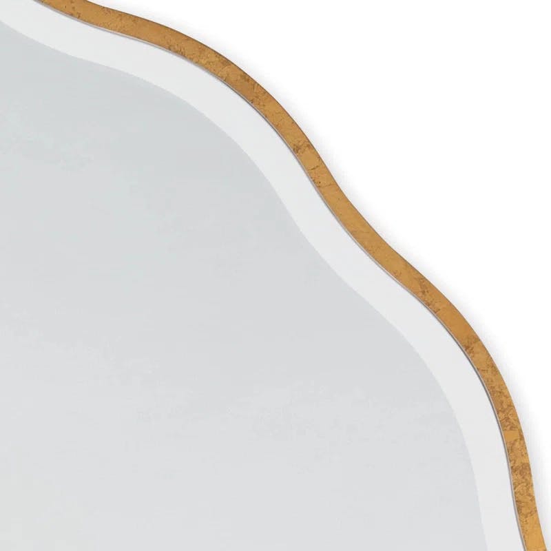 Candice Scalloped Gold Leaf Round Wood Mirror - 42"
