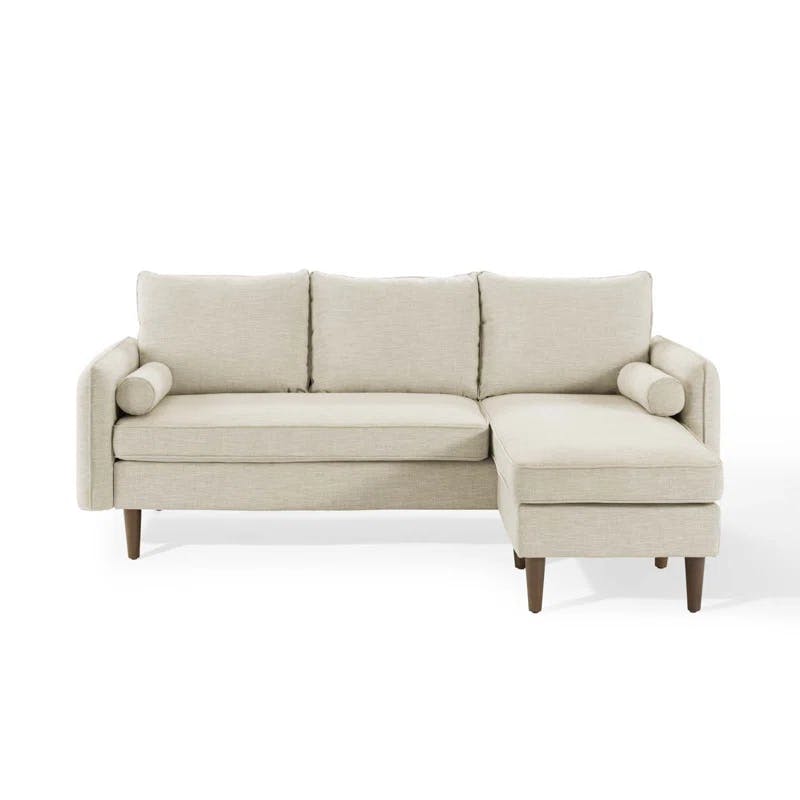 Revive 79'' Beige Fabric Sectional Sofa with Bolster Pillows