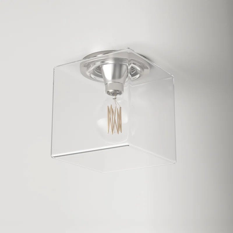 Grace Elegance Polished Nickel & Clear Glass LED Flush Mount
