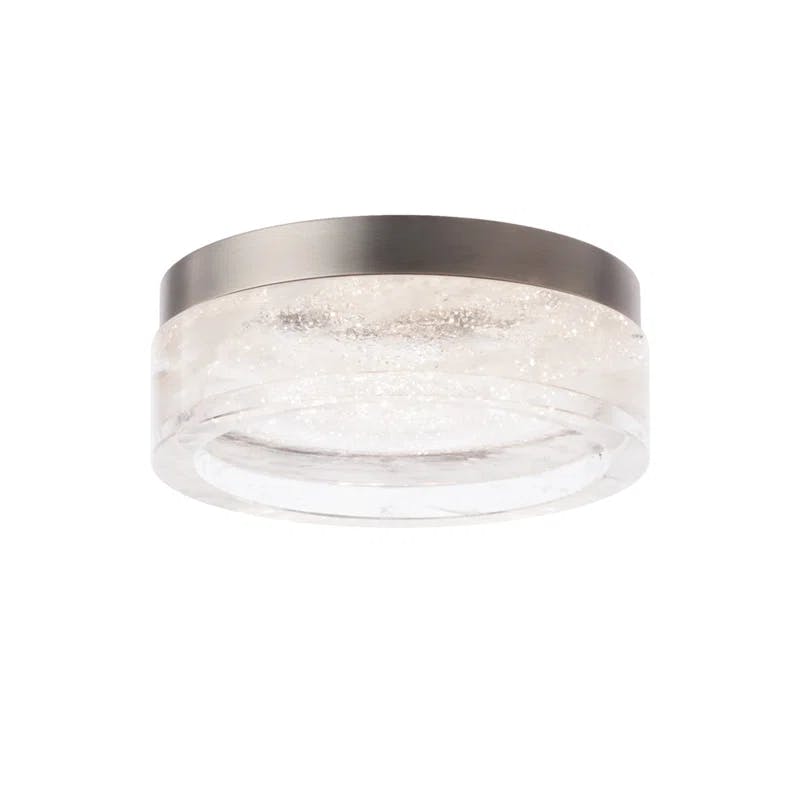 Melange Optic Haze Crystal 8'' LED Flush Mount in Brushed Nickel