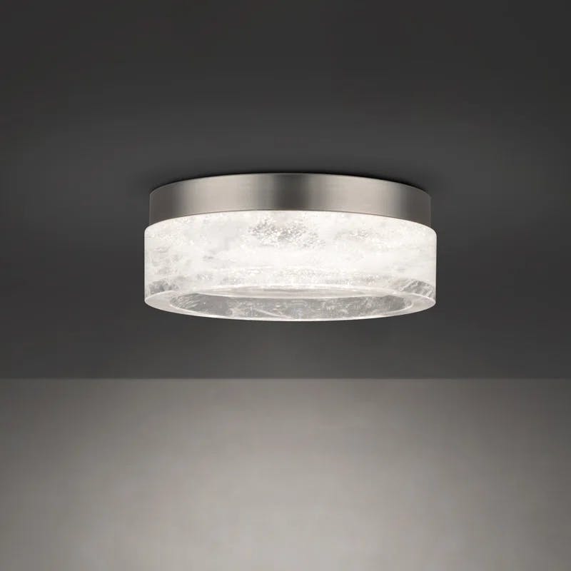 Melange Optic Haze Crystal 8'' LED Flush Mount in Brushed Nickel