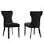 Luxe Hourglass Black Velvet and Wood Dining Chair