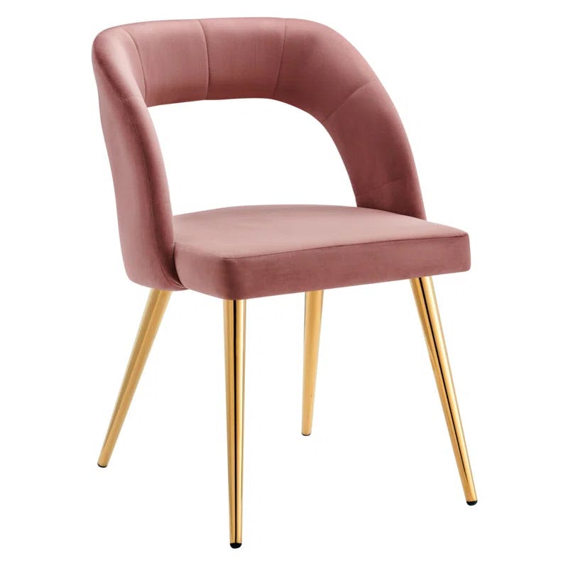 Elegant Dusty Rose Velvet Side Chair with Gold Metal Legs
