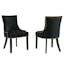 Marquis Hourglass Black Velvet Upholstered Side Chair with Wood Legs