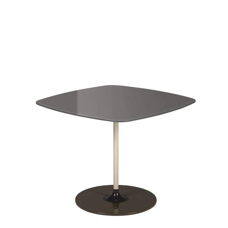 Lissoni Square Gray Glass & Metal Low Coffee Table
