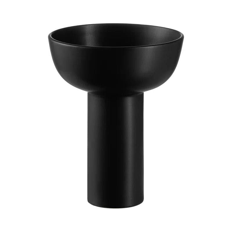 Miyabi Elegance 8.3'' Black Ceramic Ikebana Table Vase