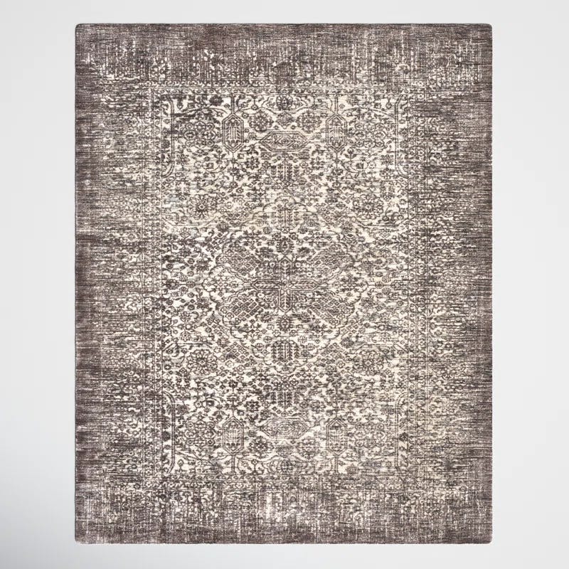 Elegant Grace 36" x 24" Handmade Gray Wool-Viscose Rug