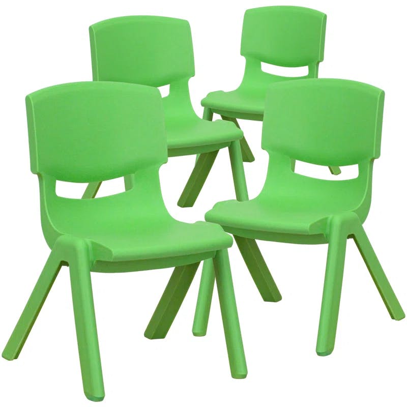 Lively Green Stackable Plastic Preschool Chair, 44"x13"x17"
