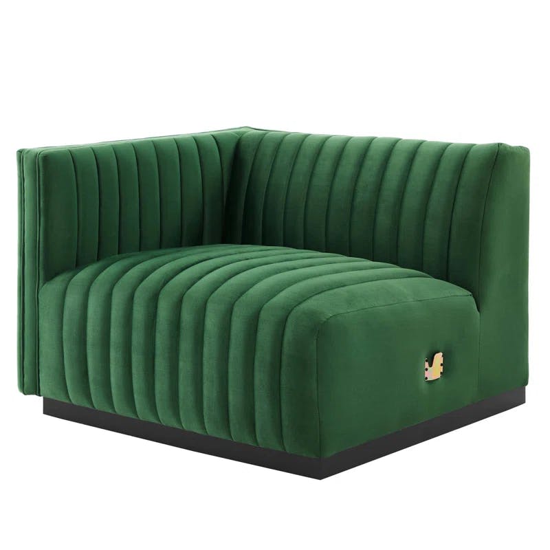 Black Emerald 73'' Tufted Velvet Loveseat with Track Arms