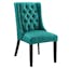 Luxe Teal Button Tufted High Parsons Side Chair with Sleek Wood Frame