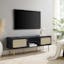Cambria Black Rattan Weave 59" TV Stand with Cabinet