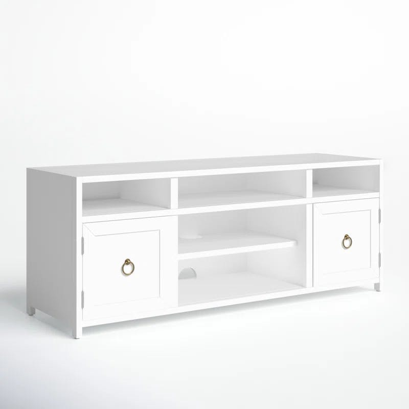 Lark Transitional White Freestanding TV Stand with Cabinet