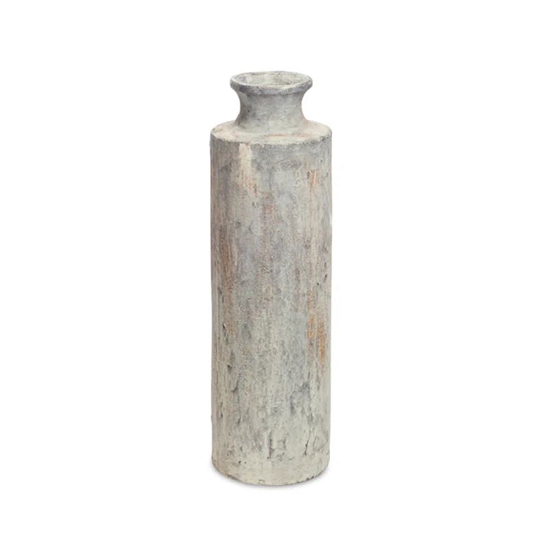 Rustic Finnick White Ceramic Floor Vase, 26" Tall