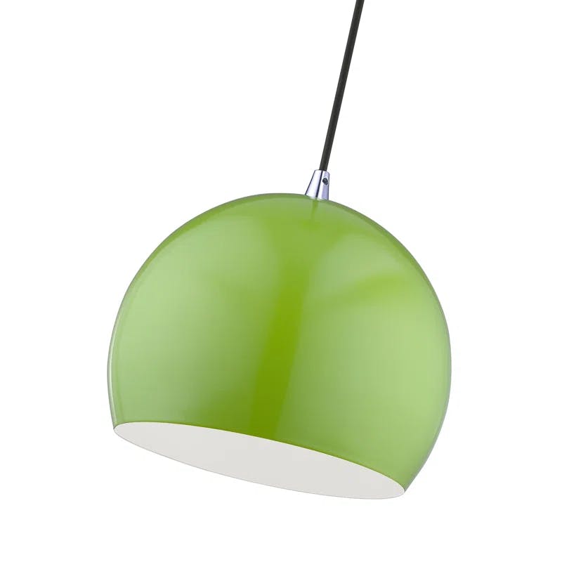 Contemporary Mini Pendant Light in Shiny Apple Green with White Interior
