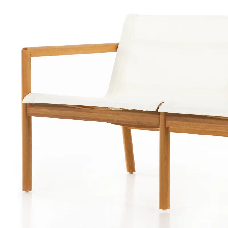 Kaplan Modern Two-Seat Outdoor Loveseat in Matte Ivory and Brown
