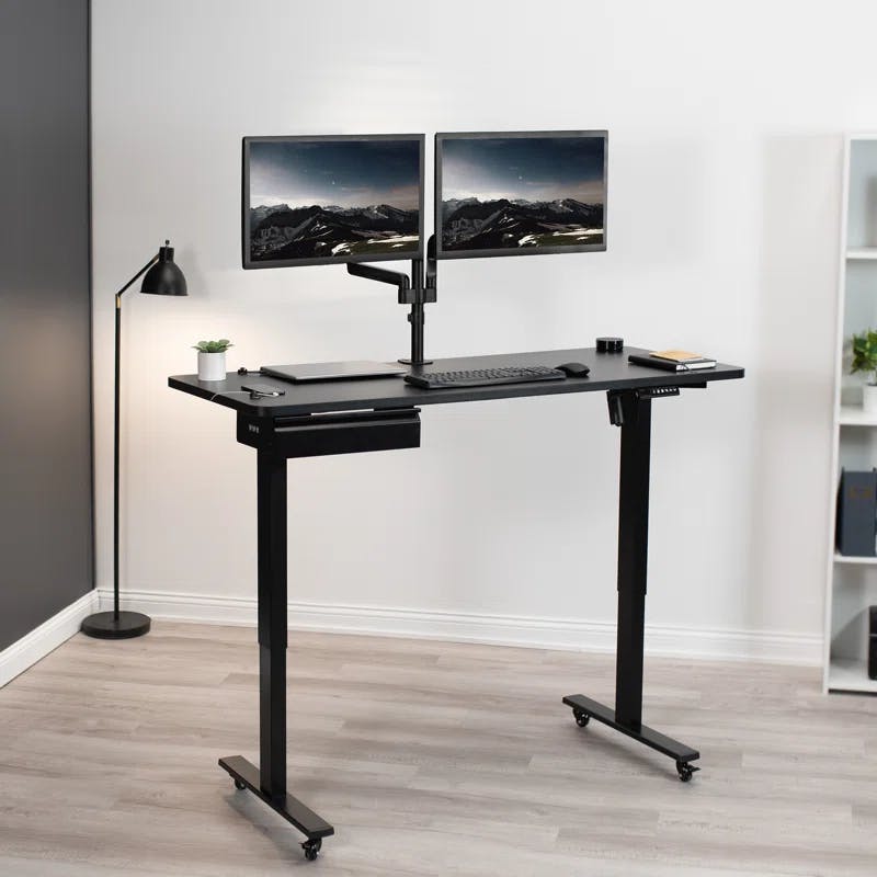 ErgoMaster Pro Black Electric Adjustable Height Desk with Drawer