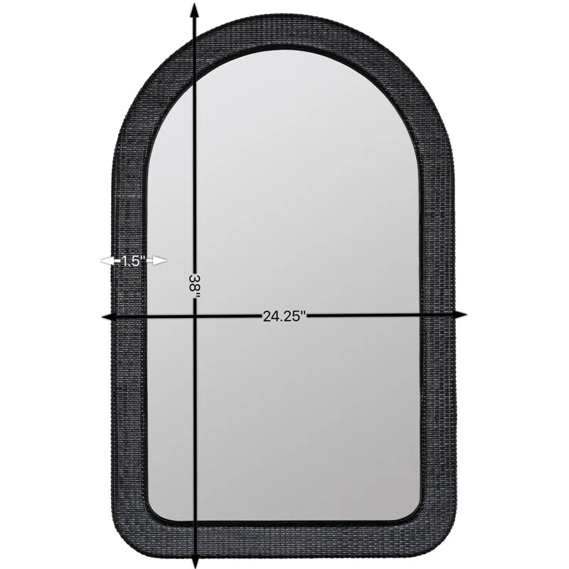 Kendrick 38'' Black Woven Rattan Arched Wall Mirror