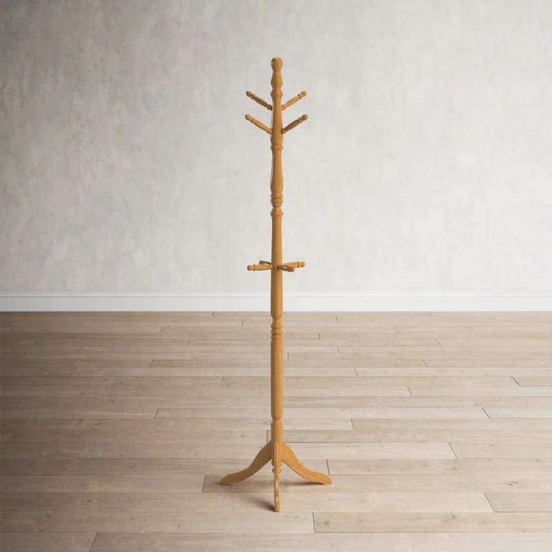 Gaston Natural Solid Wood Freestanding Coat Rack with Umbrella Stand