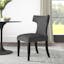 Elegant Gray Fabric Upholstered Side Chair with Wood Legs