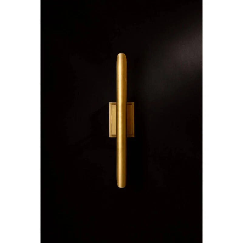 Mid-Century Modern Natural Brass Dual-Light Dimmable Sconce