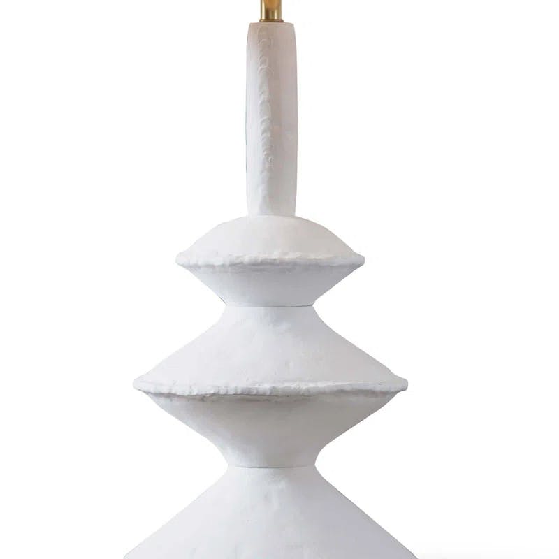 Elegant Hope 28" White Table Lamp with Linen Shade and Brass Accents
