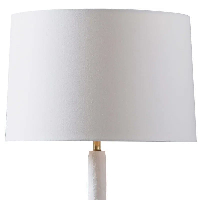 Elegant Hope 28" White Table Lamp with Linen Shade and Brass Accents