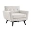 Ivory Faux Leather Mid-Century Modern Armchair with Tufted Buttons