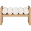 H-Shaped Solid Rubberwood Bench with Cream Boucle Cushions
