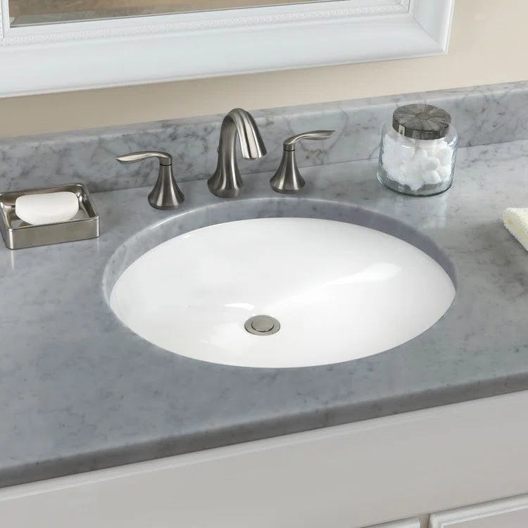 Modern Simplicity Oval Undermount Bathroom Sink in Cream Ceramic