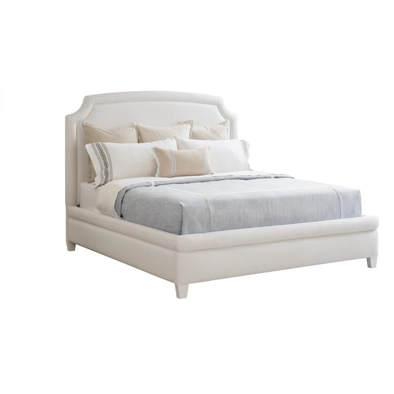 Avalon Pearl White King Upholstered Bed with Arched Headboard