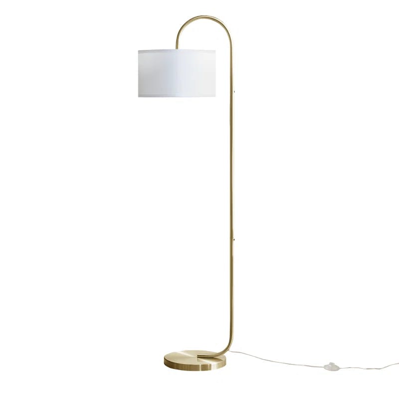 Attwell 30" Arched Gold Metal Floor Lamp with Drum Shade