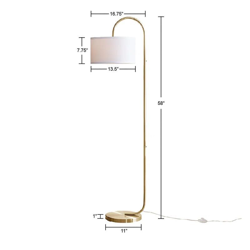 Attwell 30" Arched Gold Metal Floor Lamp with Drum Shade