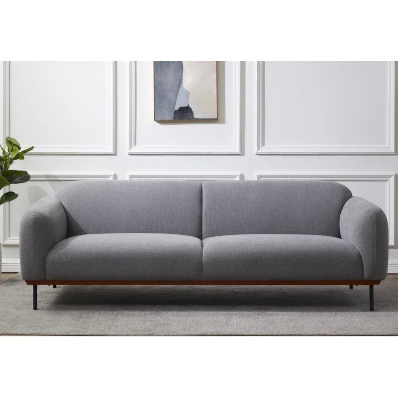 Kaycee 91'' Split-Back Gray Linen Upholstered Sofa