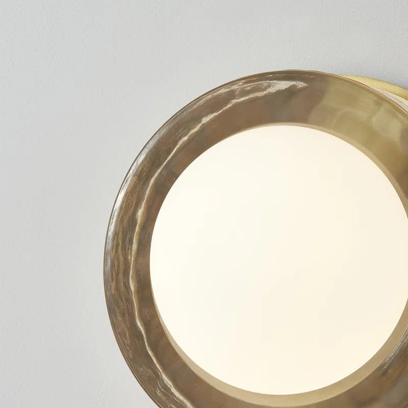 Aged Brass Round Opal Glass 1-Light Energy Star Wall Sconce