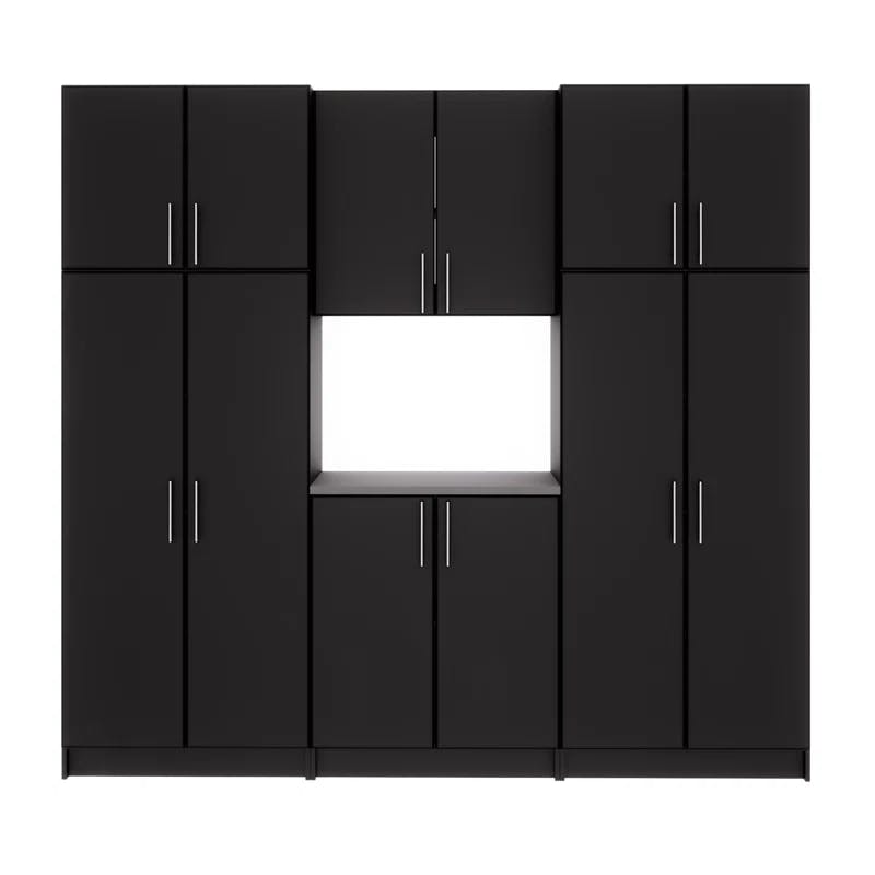 Elite 6-Piece Black Engineered Wood Freestanding Storage Set