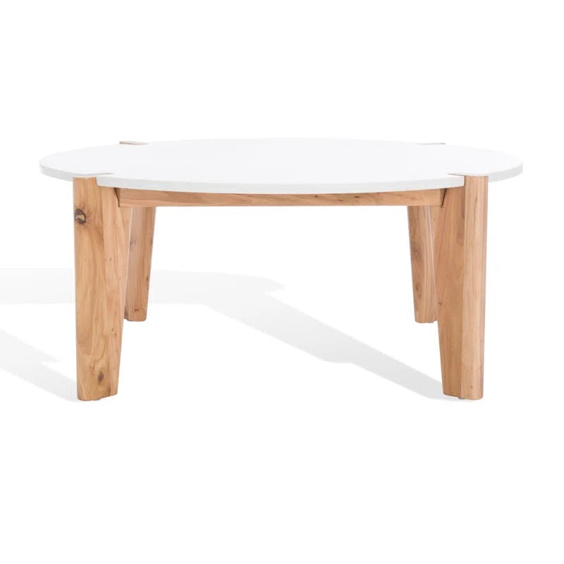 Elmwood Tapered Leg Round Marble Coffee Table with Storage