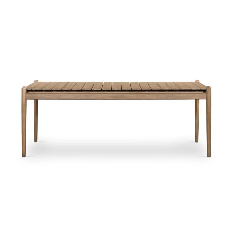 Eucalyptus Slatted Rectangular Dining Table with Tapered Legs - 81"