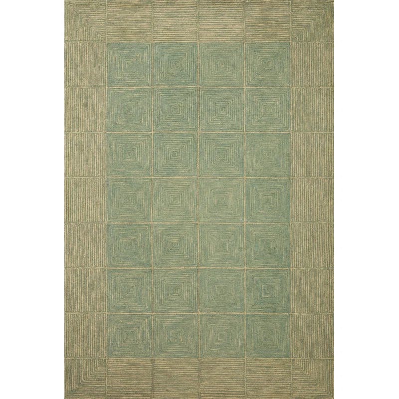 Handmade Contemporary Green Diamond Wool Area Rug 9'3" x 13'