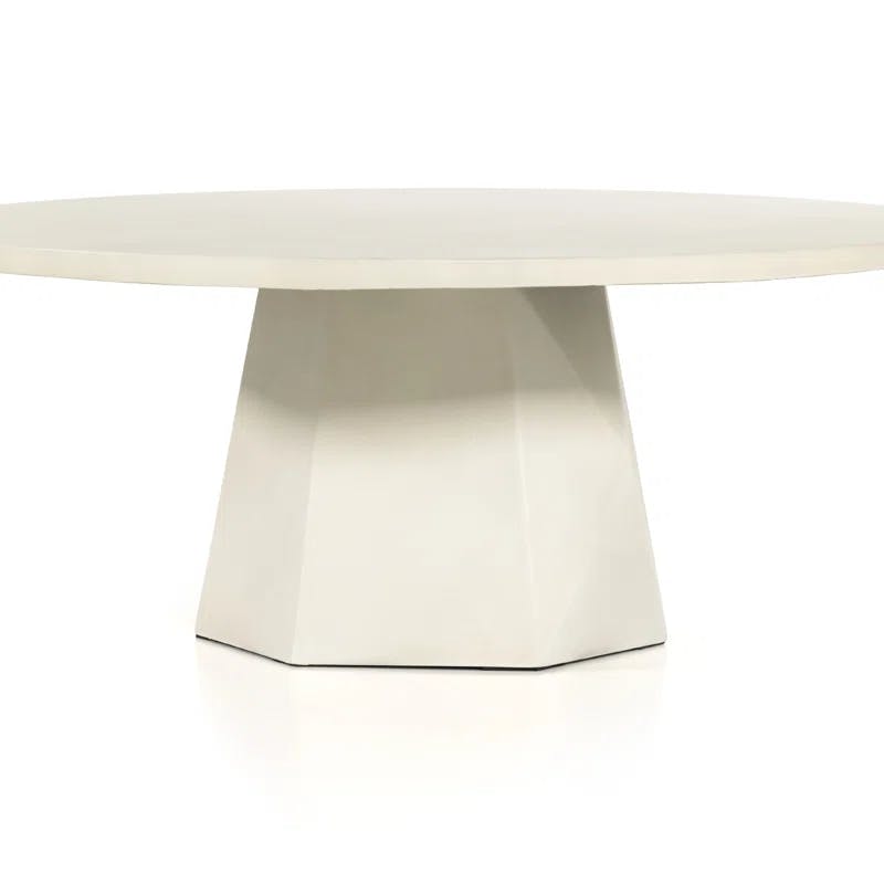 Schuller 40'' White Polished Concrete Round Coffee Table