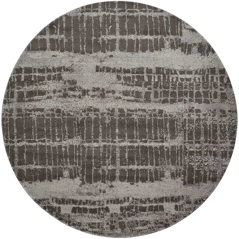 Twilight Dappled Gray 8 ft. Round Wool-Viscose Blend Abstract Rug