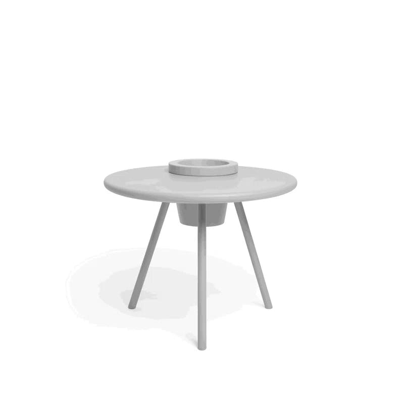 Bakkes Round Light Gray Metal Planter Side Table