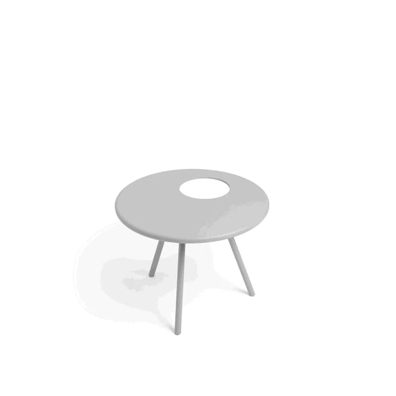 Bakkes Round Light Gray Metal Planter Side Table