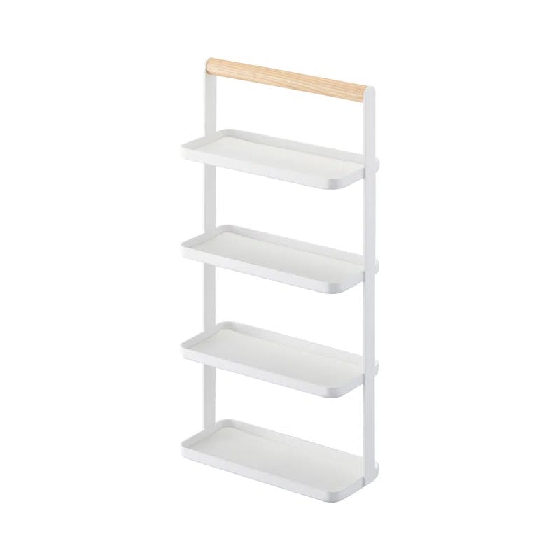Tosca Modern White Steel & Wood 4-Tier Jewelry Organizer with Handle