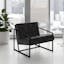 Transitional Black Leather Mid-Back Tufted Lounge Chair with Metal Frame