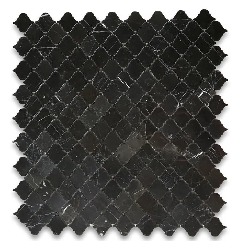 Premium Nero Marquina Polished Arabesque Mosaic Outdoor Tile