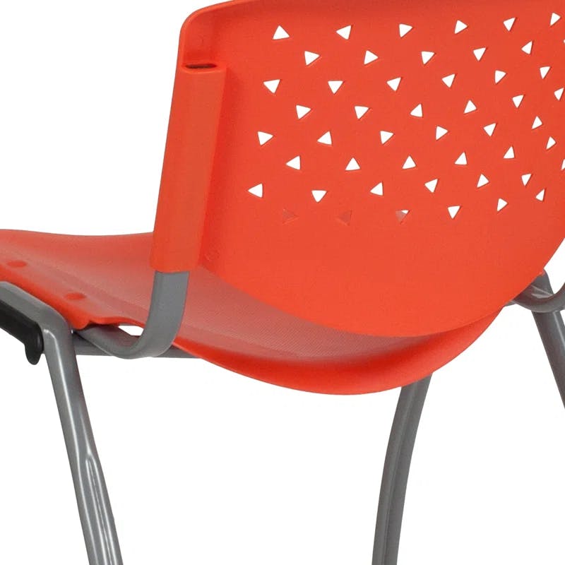 Hercules 880 lb. Capacity Orange Polypropylene Stack Chair with Titanium Frame