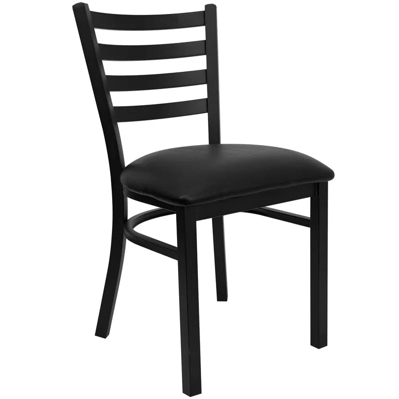 Elegant Ladderback 32'' Dining Chair with Black Vinyl Seat