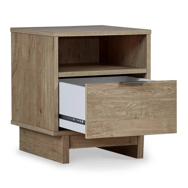 Altie Transitional Brown 1-Drawer Nightstand with Open Cubby