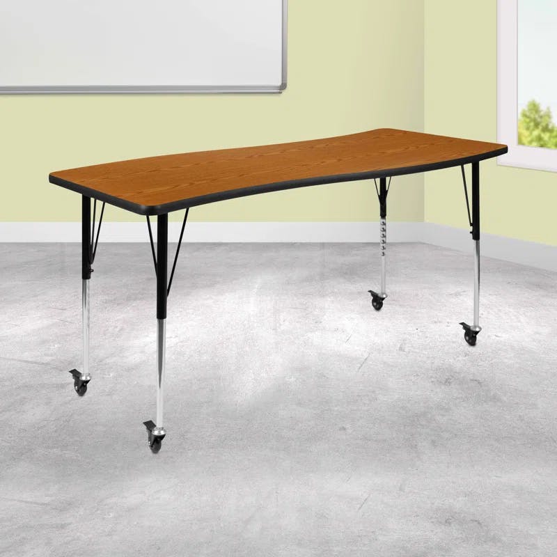 Versatile Oak Laminate 60"L Wave Collaborative Activity Table with Adjustable Height