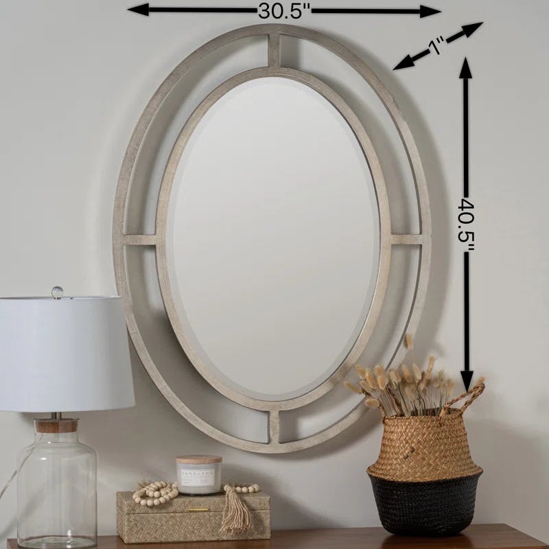 Elegant Oval 40.5'' Wall Mirror with Silver and Gold Finish